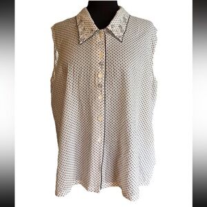 NWT April Cornell Lark Pajama Top Polka Dots Embroidered Size XL